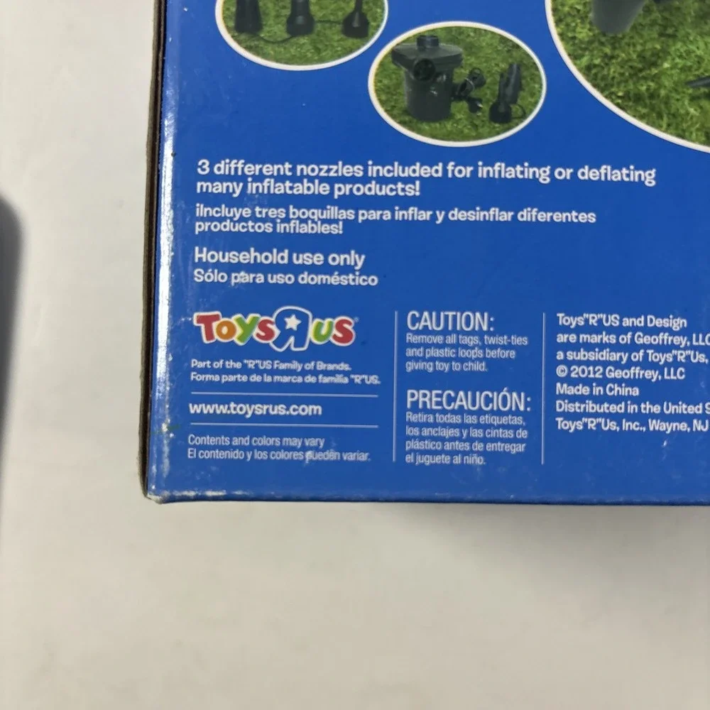 Toys R Us Inflator - Deflator Air Pump W Nozzles - Air Mattress And Pool Inf